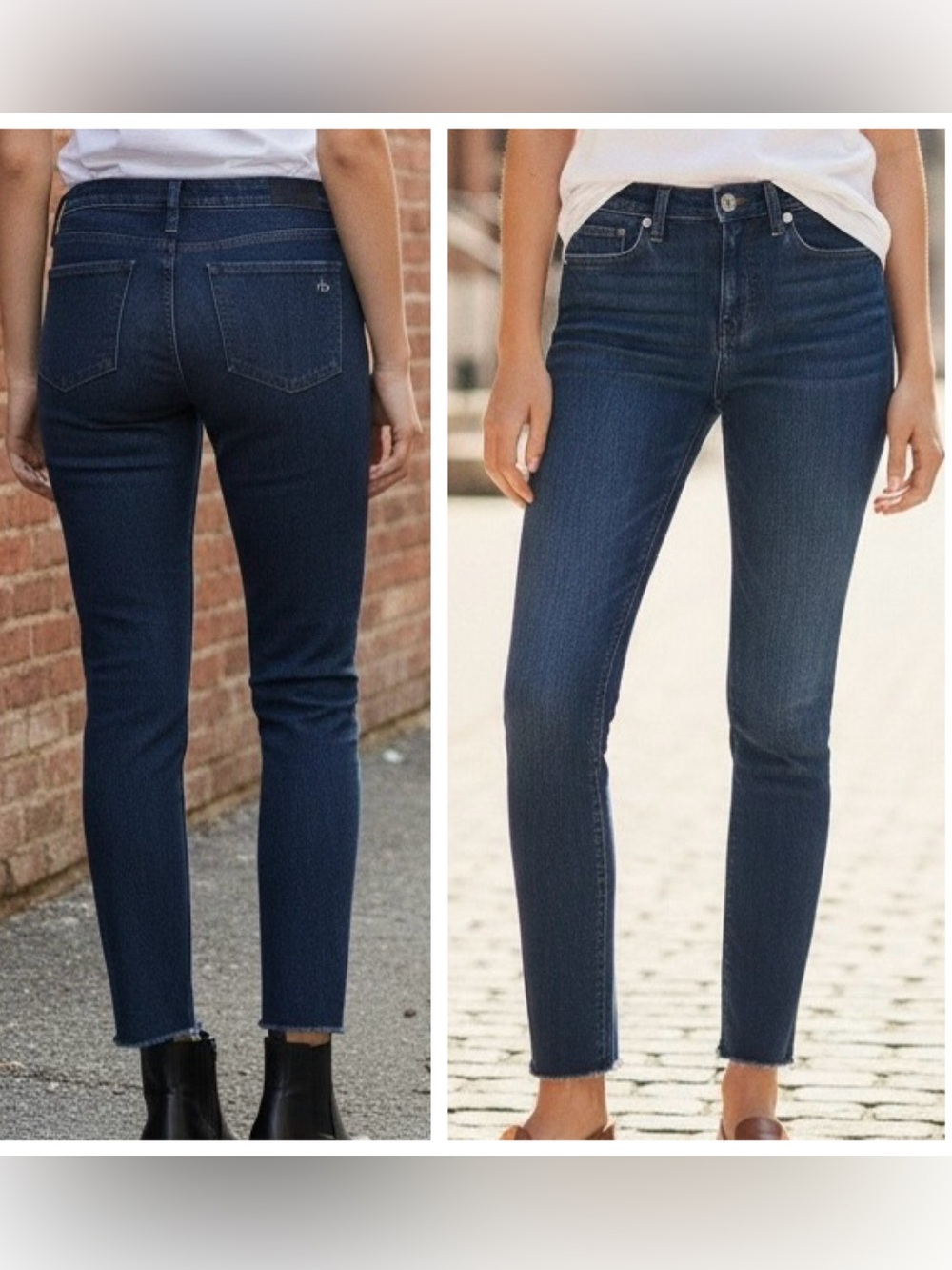 rag & bone Women Sz 26 skinny ankle raw hem tonal river indigo wash # W1526K122
